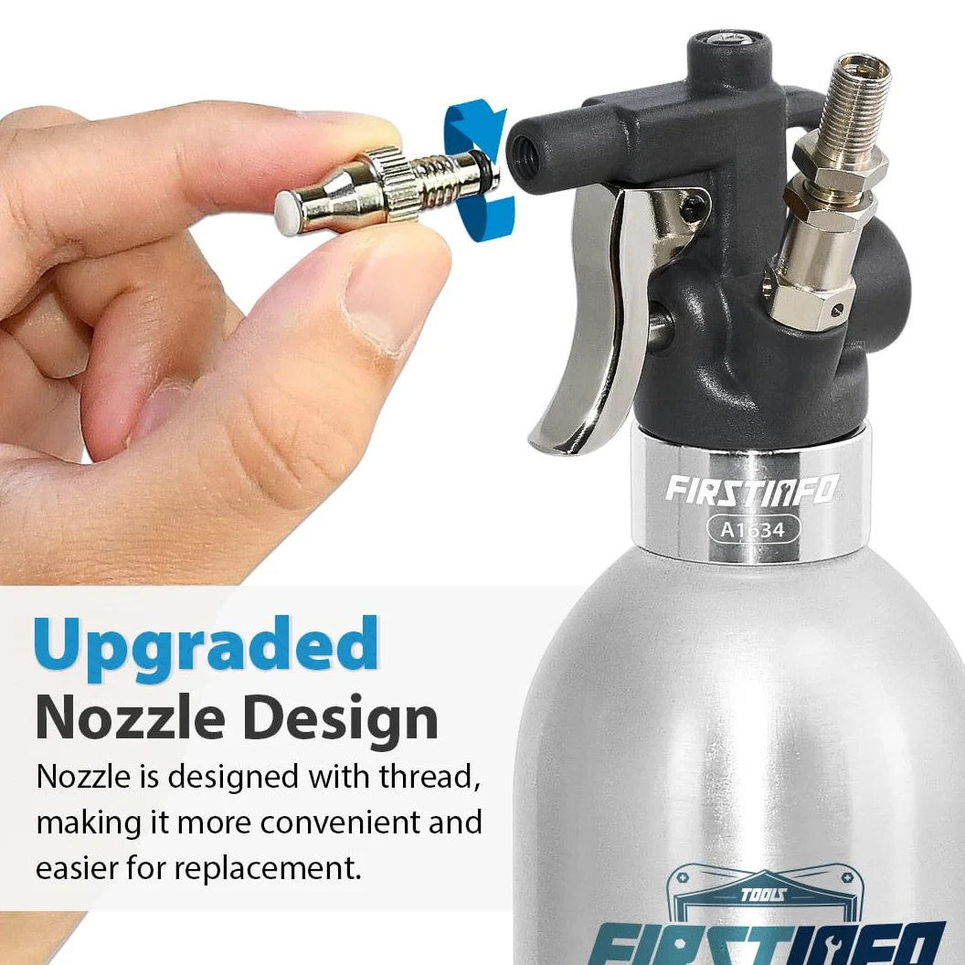 FIRSTINFO A1634 | Bottiglia spray ricaricabile per pulitore freni 650 ml | Alluminio | Spruzzatore a pressione max 110 psi | Bomboletta aerosol riutilizzabile | Ugello nebulizzazione