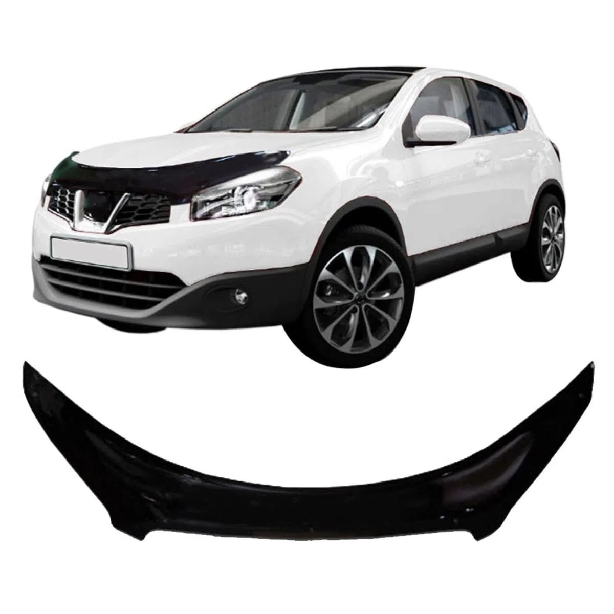 SCOUTT Deflettore Protezione Cofano per Nissan Qashqai J10 Facelift 2010-2013, Migliora l'Aerodinamica dell'Auto, e Spoiler, Nero