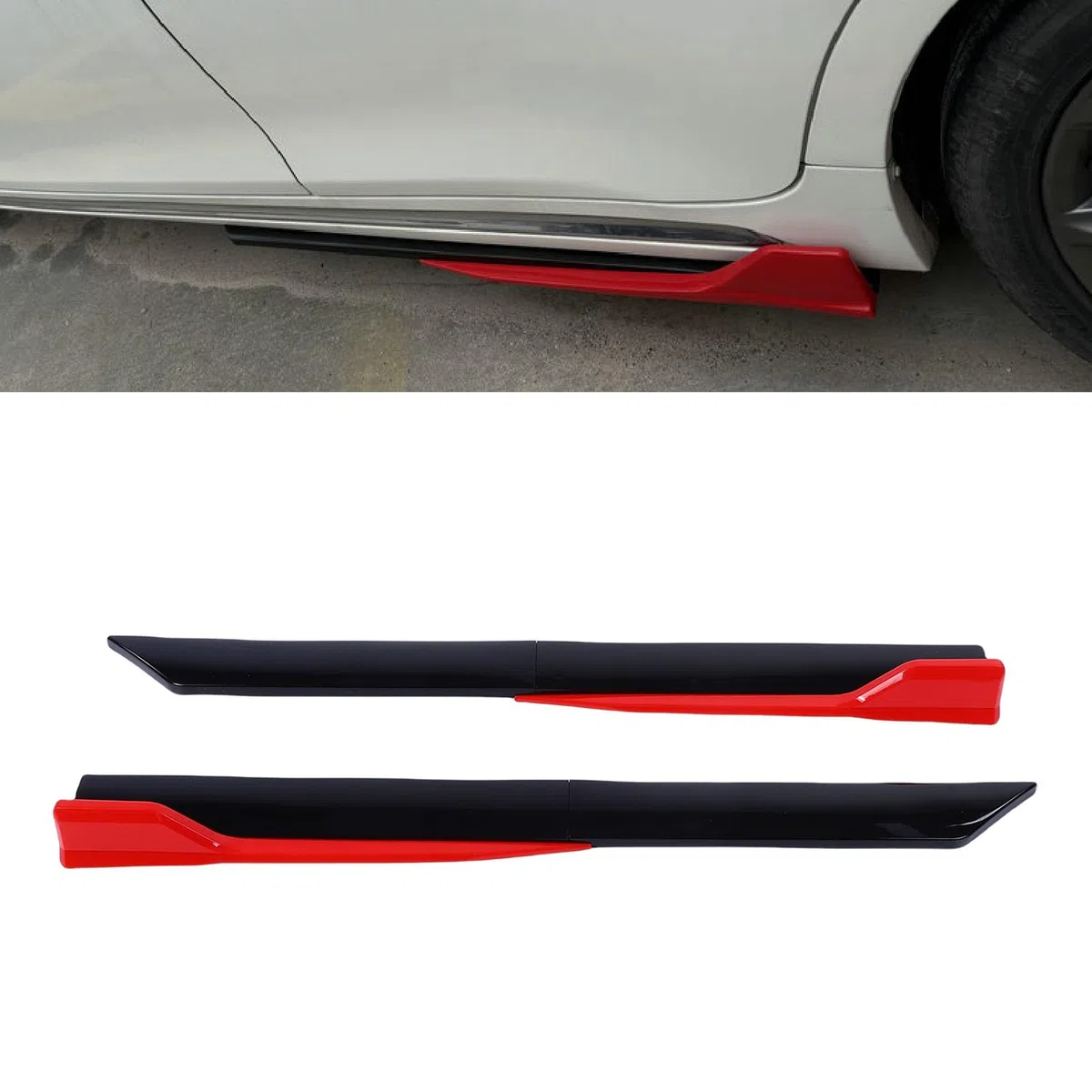 Minigonne Laterali Pannello a Bilanciere Universale ABS Minigonne Laterali Regolabili Estensione Splitter Labbro Elegante Design Aerodinamico per gli Appassionati di Auto 105 (Nero e rosso)
