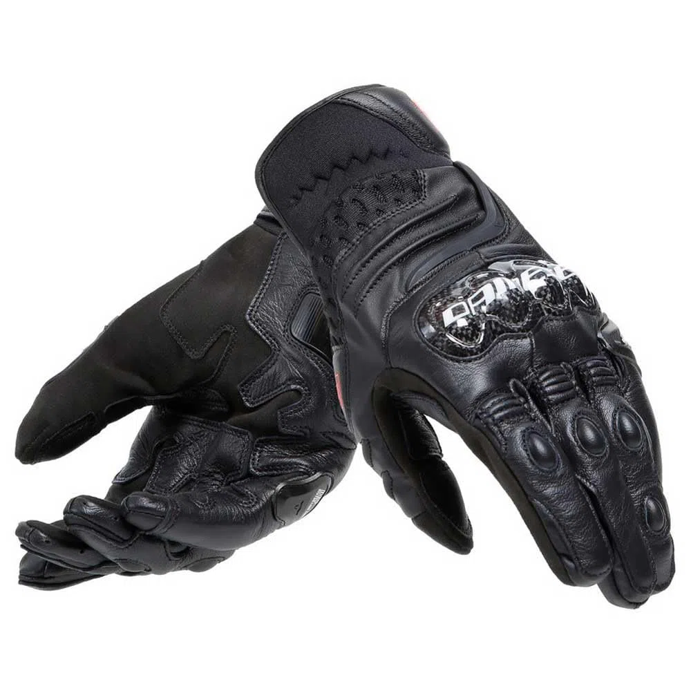 Dainese - Carbon 4 Short Gloves, Guanti Moto Corti in Pelle, con Protezioni delle Nocche in Carbonio, Uomo, Nero/Nero, M