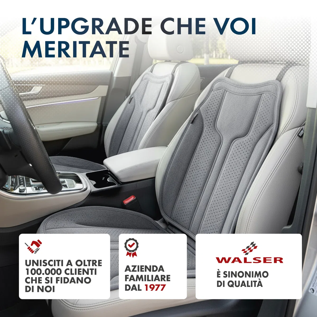 Walser Cuscino Premium Auto Nubo, 1 Protezione Antracite, Coprisedile Anteriore Alta Qualita Look Alcantara, Protezione per Posizione Anteriore