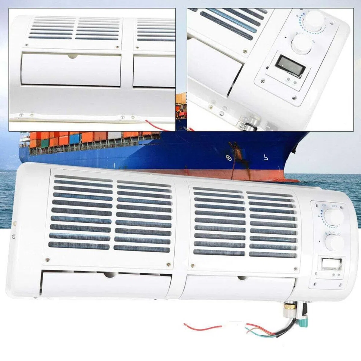 Condizionatore d'Aria Universale per Auto Climatizzatore Ventilatore A 3 velocità per Auto Caravan Camion Montato A Parete Display LCD Regolazione Manuale Kit Evaporatore,24v
