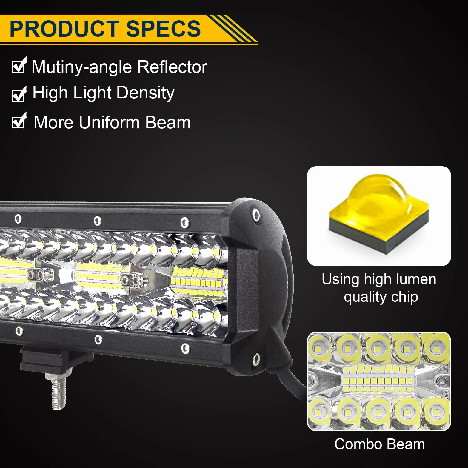 RIGIDON 8D 20 Pollici 50 cm 420W Barra Led Fuoristrada Con 12V Cablaggio Kit, Esterno Barra Luce Led, Barra Luminosa Led Per Auto Camion SUV ATV UTE 4x4 Veicoli Offroad, Impermeabile 6000K Bianca