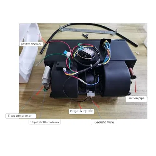 Gruppo Evaporatore Aria Condizionata Regolazione della Temperatura a 3 velocità Sotto il Cruscotto Evaporatore per Auto Camion Camper(DC24V 4A) (12V)