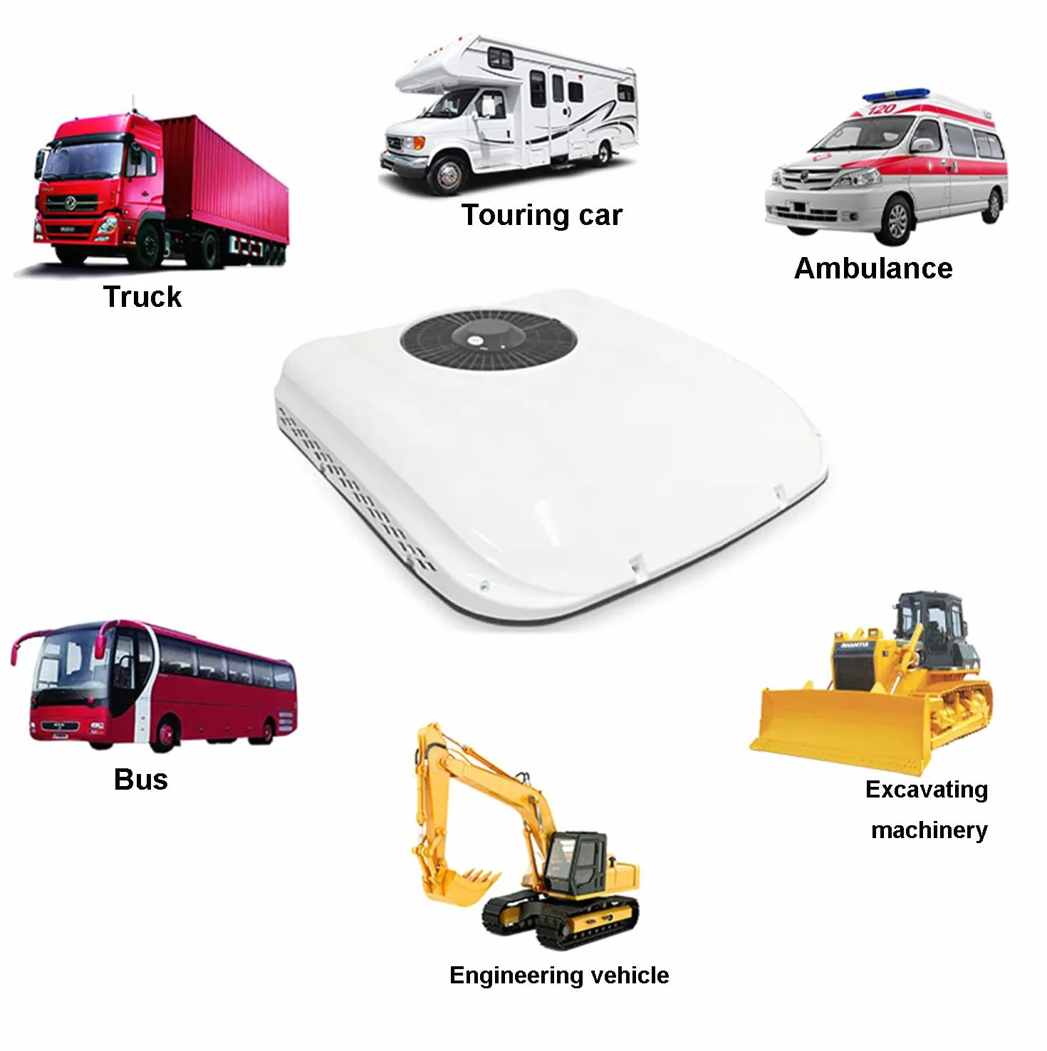 Condizionatore d'aria del tetto del camper del camion elettrico 12/24V Volt, AC silenzioso, unità CA RV, per veicolo, bus, White-24V