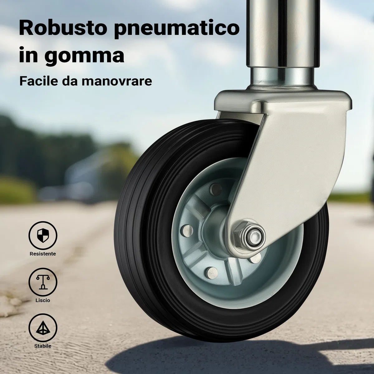 XPOtool Servotimone con Ruota 540 kg Ruotino per Carrello appendice con Staffa di Montaggio