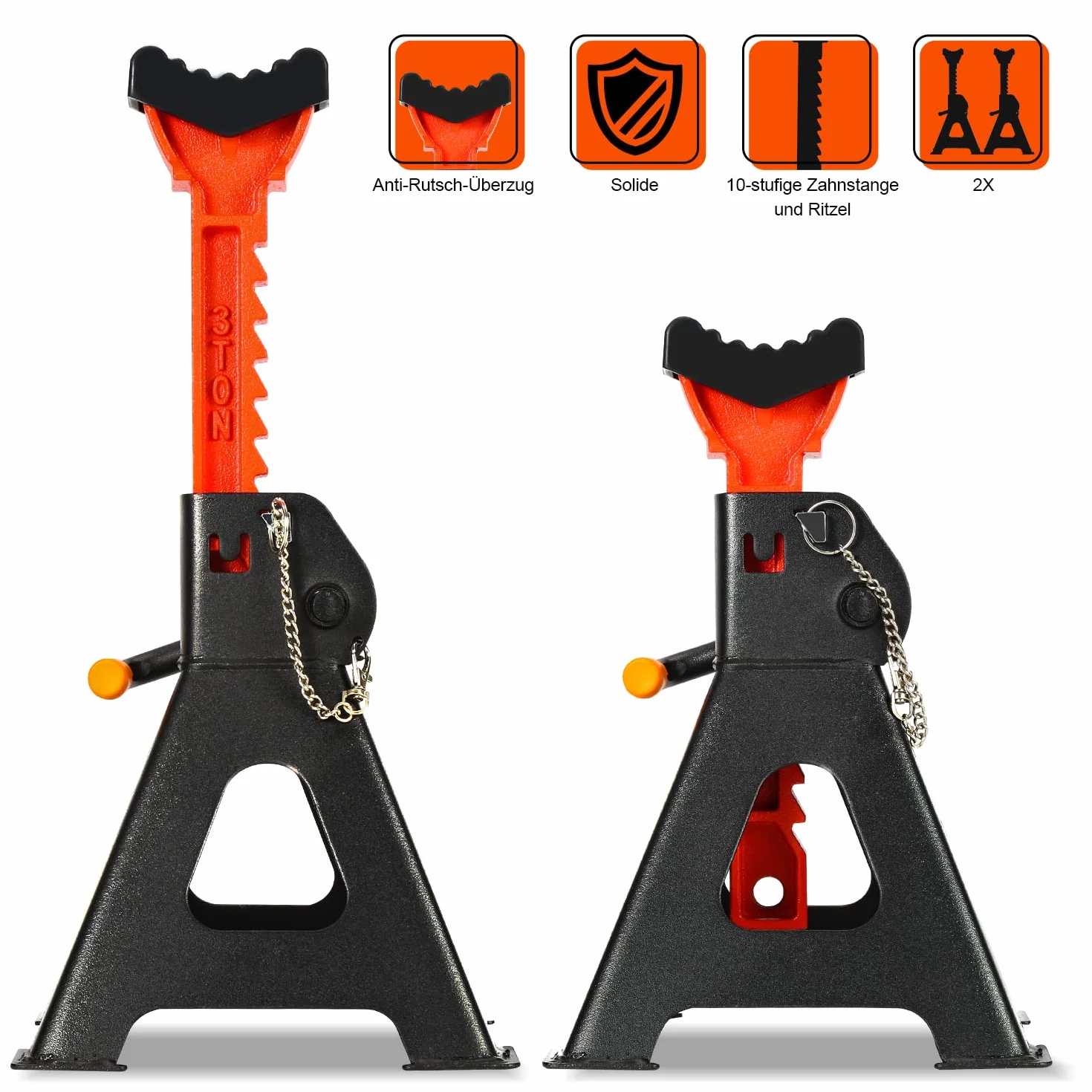Daromigo Cavalletti di sostegno, cavalletti di sollevamento con sicurezza, supporti da officina, cavalletti di supporto, altezza regolabile 285-430mm, portata: 3T, cavalletto di sostegno per