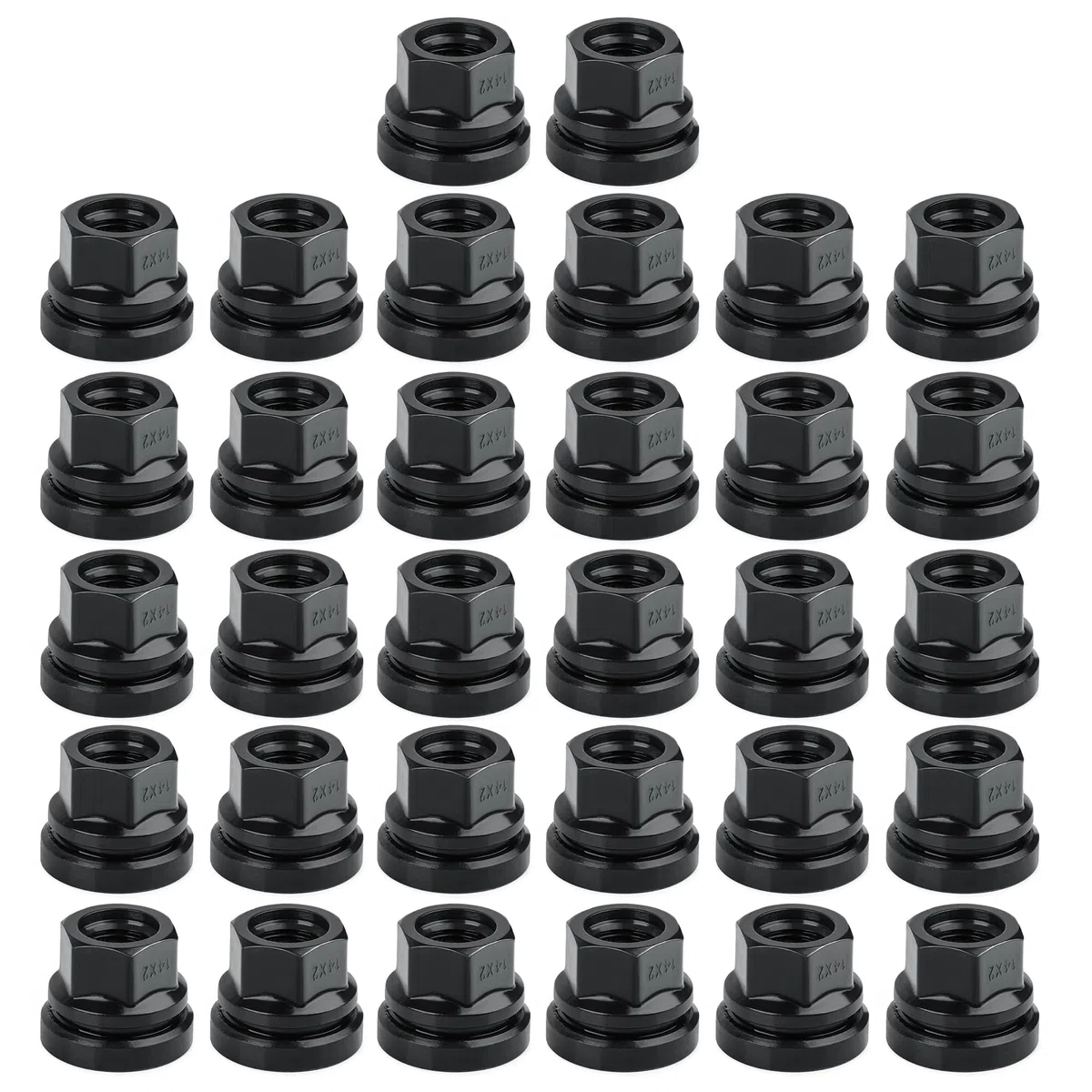 Set di 32 dadi di ricambio per ruote Ford F250 F350 1999-2002 M14x2.0 filettatura piatta rondella nera