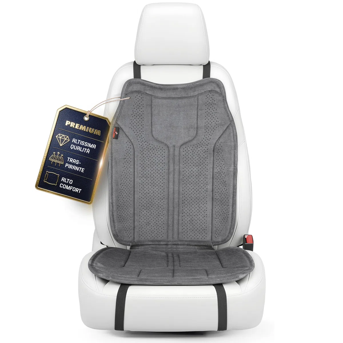 Walser Cuscino Premium Auto Nubo, 1 Protezione Antracite, Coprisedile Anteriore Alta Qualita Look Alcantara, Protezione per Posizione Anteriore