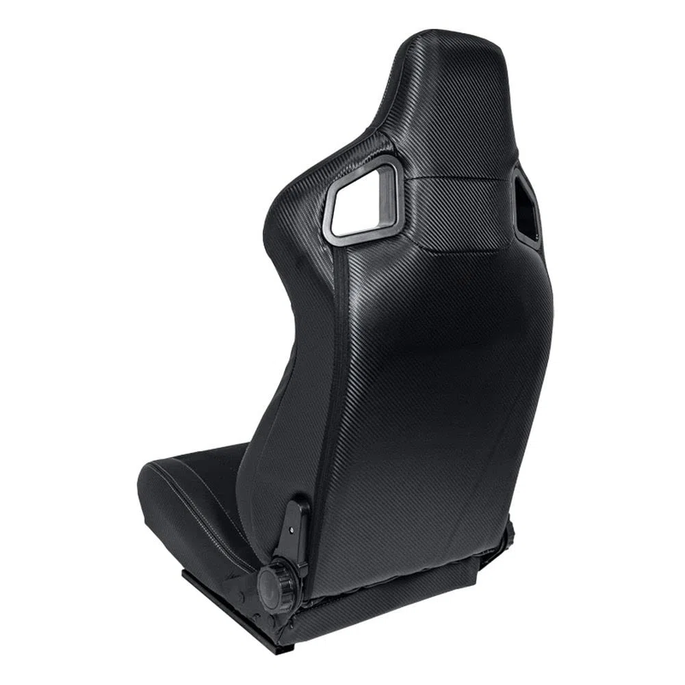 AUTOSTYLE Sedile Sportivo 'RK' - Finta pelle Nero + Cucitura Argento - reclinabile doppia regolazione - incl. Slitte