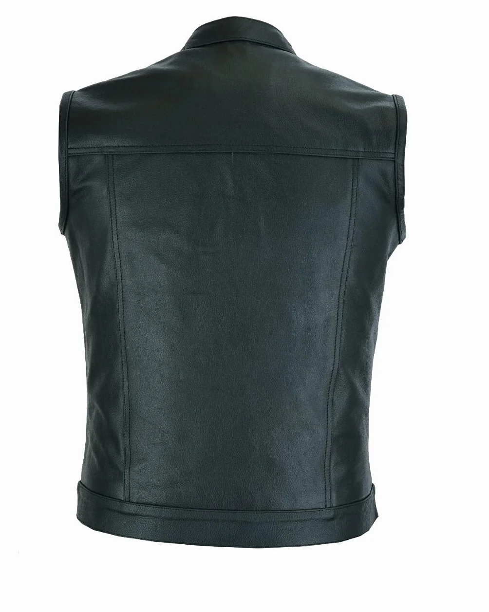 RAXUS Gilet Uomo Pelle Moto Gilet in Vera Pelle Nera K-10