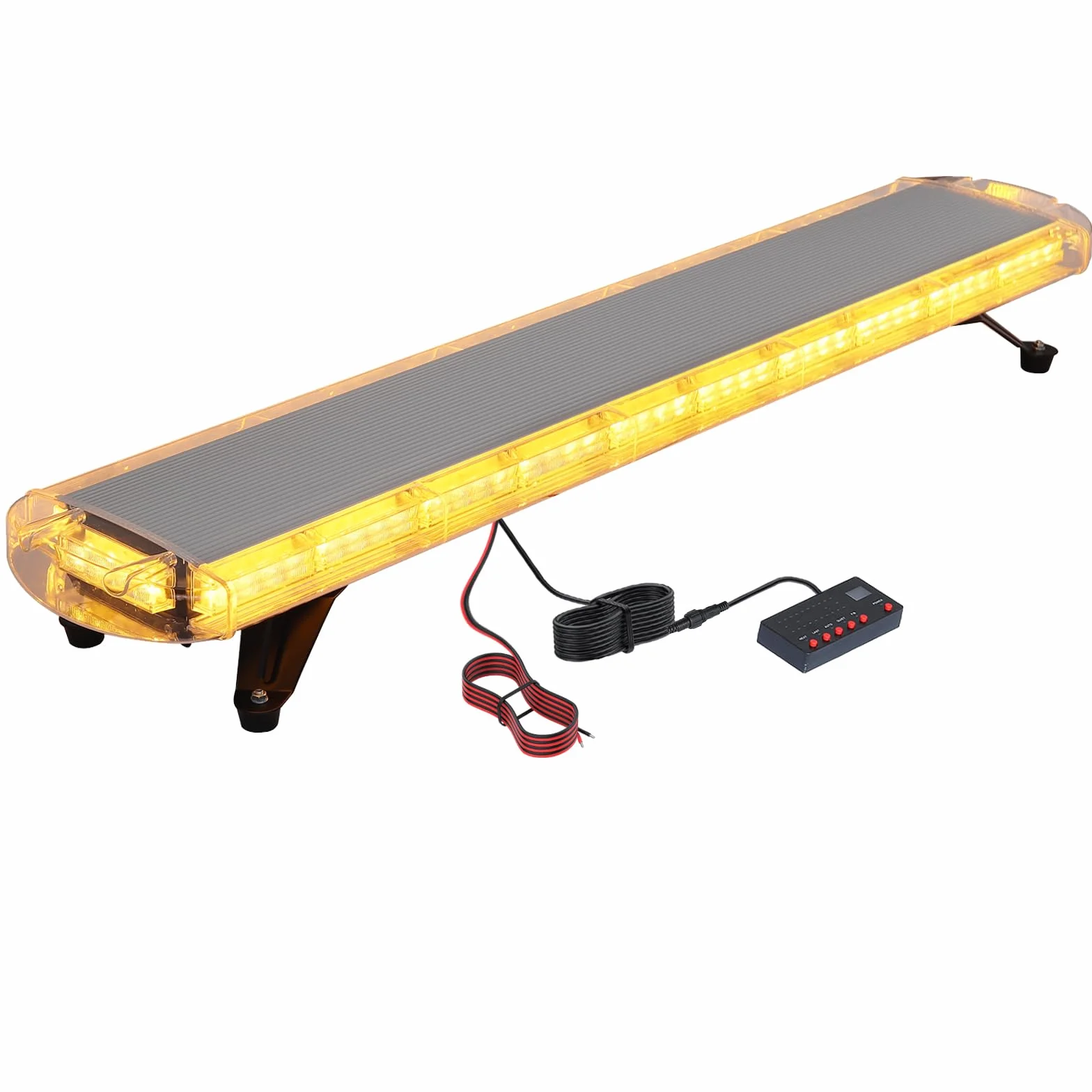 Justech 88 LED Luce Stroboscopica Emergenza Lampeggiante Stroboscopico Barra Bar 21 Modalità Fash Impermeabile Ambra con Interruttore di Controllo Display Digitale per 12 V 24 V Camion Veicolo