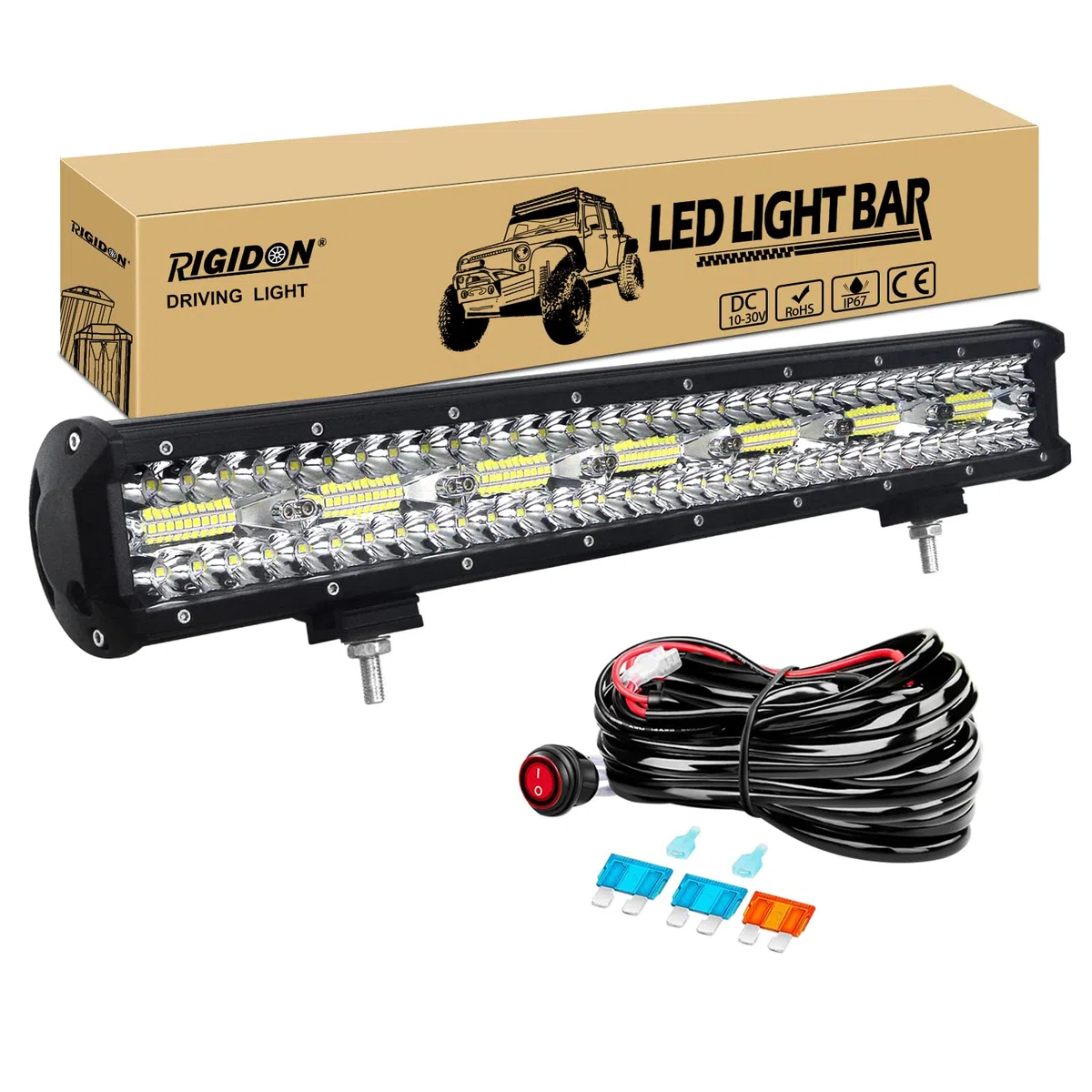 RIGIDON 8D 20 Pollici 50 cm 420W Barra Led Fuoristrada Con 12V Cablaggio Kit, Esterno Barra Luce Led, Barra Luminosa Led Per Auto Camion SUV ATV UTE 4x4 Veicoli Offroad, Impermeabile 6000K Bianca
