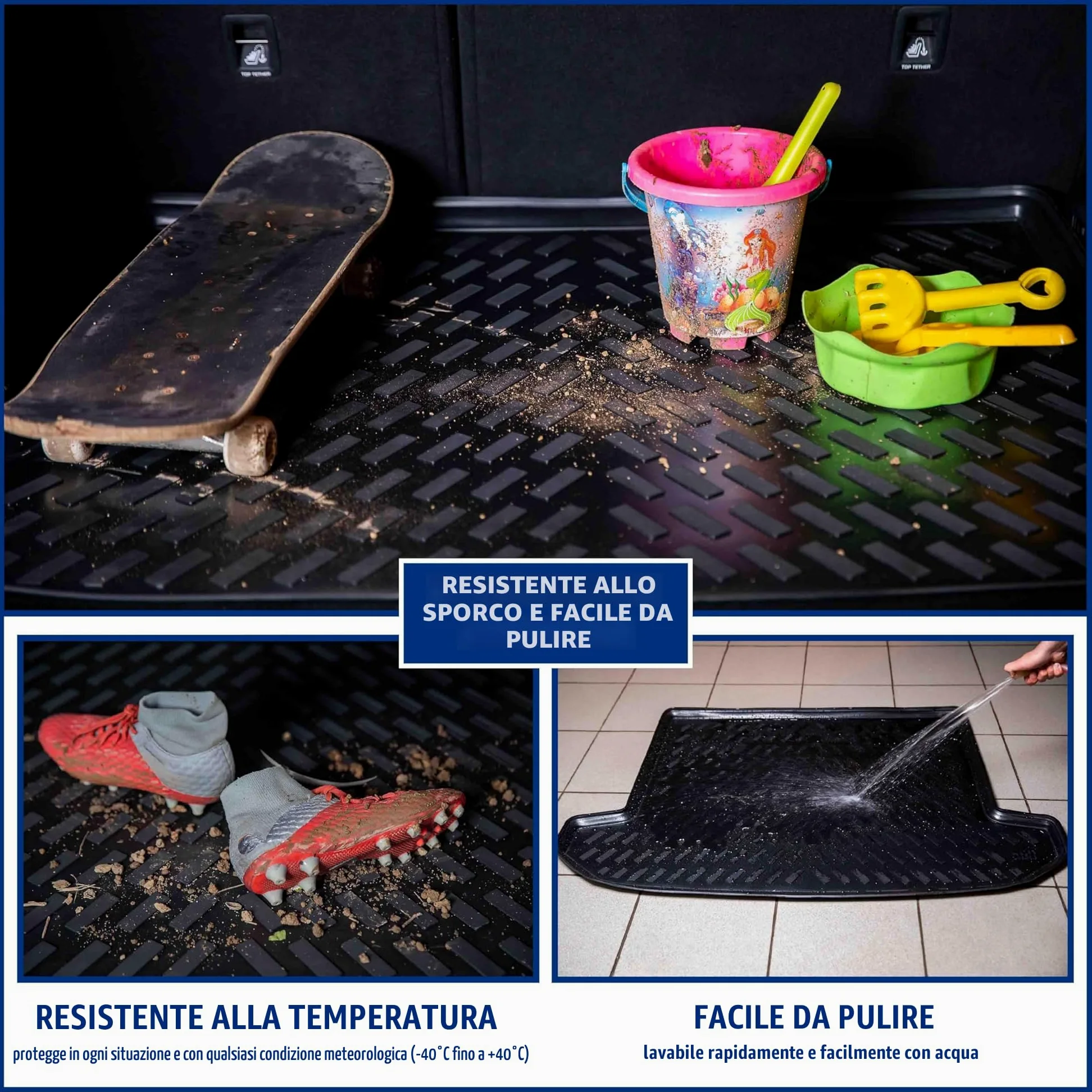ELMASLINE 3D Tappetini Gomma e Vasca Baule per Renault CAPTUR 2 (2020-2026) | pianale di carico superiore | Tappetini Auto | Vasca per il bagagliaio | Accessori auto
