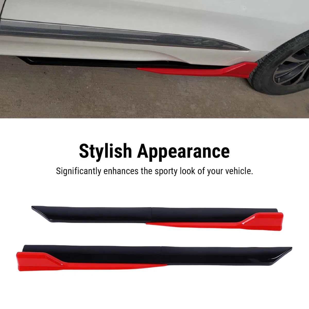 Minigonne Laterali Pannello a Bilanciere Universale ABS Minigonne Laterali Regolabili Estensione Splitter Labbro Elegante Design Aerodinamico per gli Appassionati di Auto 105 (Nero e rosso)