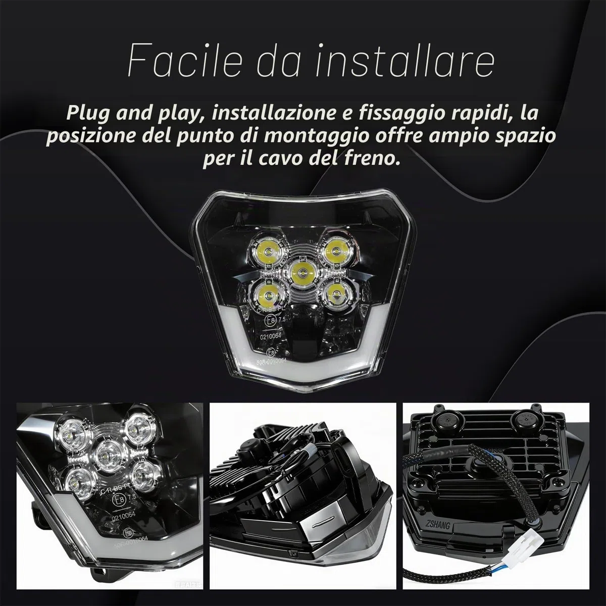 JFG RACING Faro Anteriore Moto,Faro LED Universale Moto per EXC250 SX250 SXF250 EXC450 SX350 SXF450 EXC525 640LC4 Dirt Bike Pit Bike Motocross Enduro Supermoto