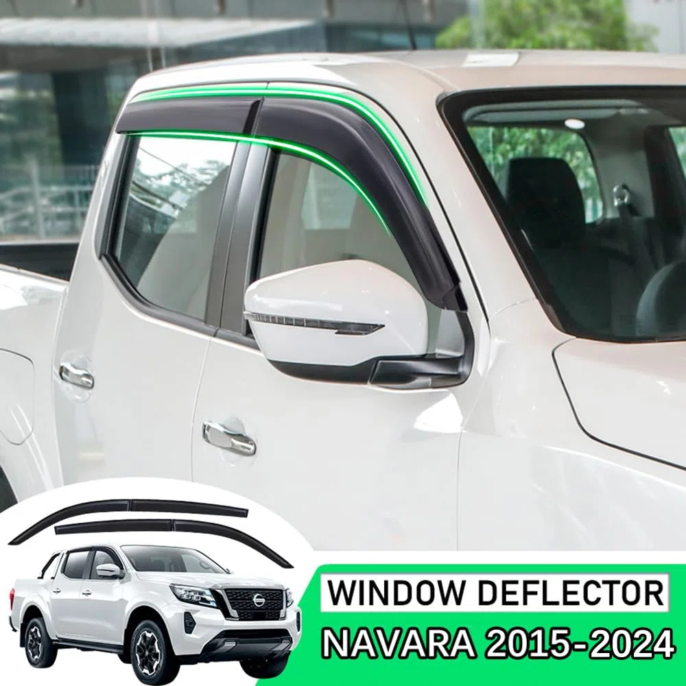 Deflettore antivento per Nissan Navara 2015-2024 NP300 D23 doppia cabina fumo nero