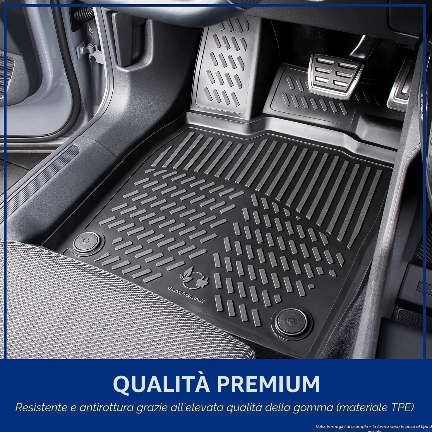 ELMASLINE 3D Tappetini Gomma e Vasca Baule per Renault CAPTUR 2 (2020-2026) | pianale di carico superiore | Tappetini Auto | Vasca per il bagagliaio | Accessori auto