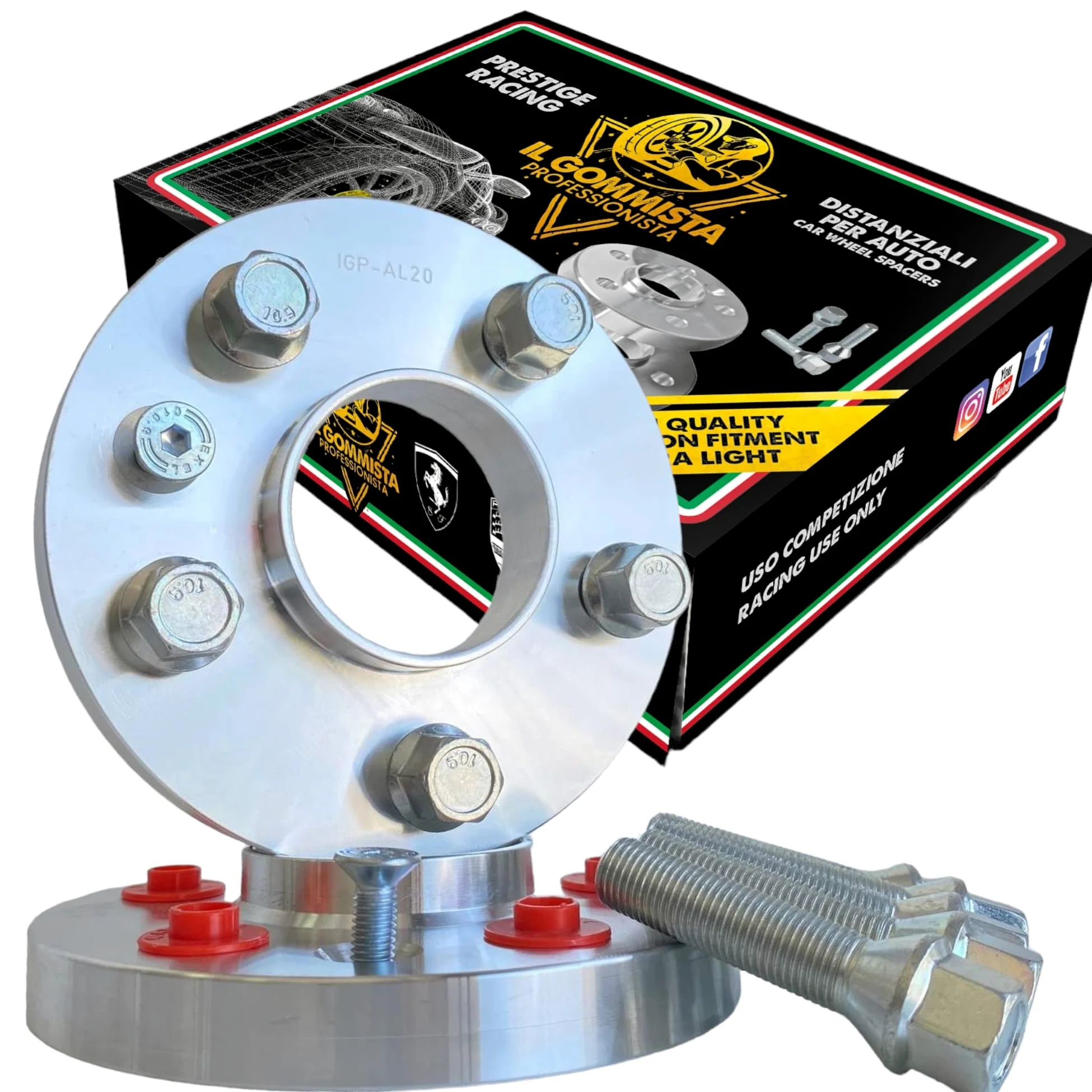 IGP 2 Distanziali Ruote 20 mm Compatibili Con Bmw Serie 3 F30 F31 F34 F35 F80 Cabrio Coupe' Xdrive Msport 5x120 mozzo 72,6 + Bulloni M14 x 1,25