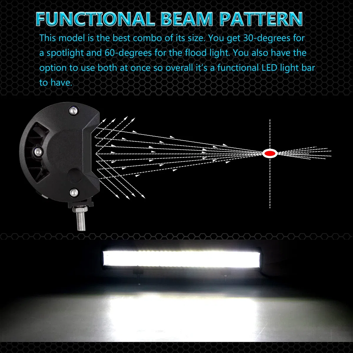 AUXTINGS 50 cm 510W 4 fila Barra LED Fuoristrada, 10 cm 60W Barra Luce a Led Con 12V Cablaggio di Fascio Spot e Inondazione Fari LED Luci da Lavoro per Trattore Auto Camion Barca 4x4 ATV,impermeabile
